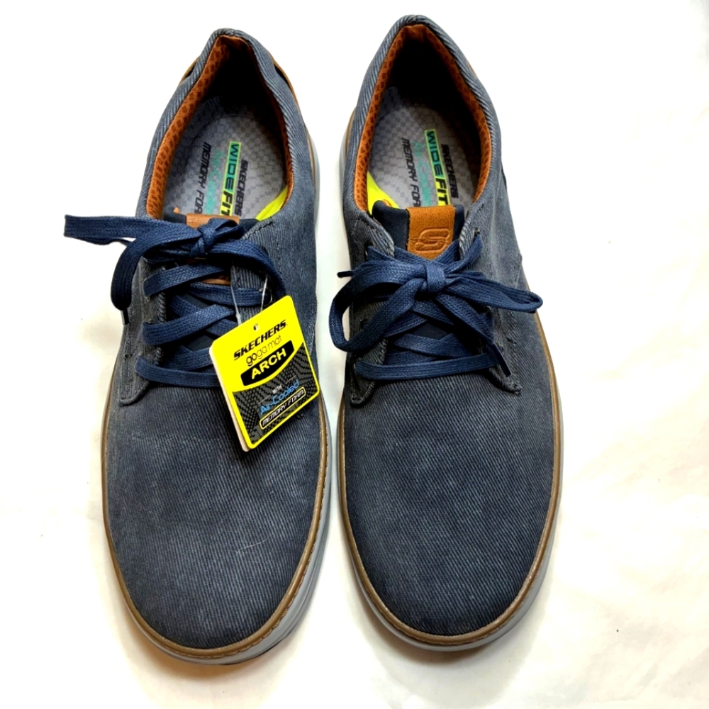 Sketchers Moreno Ederson Denim Blue Men's Canvas Oxfords 10.5
